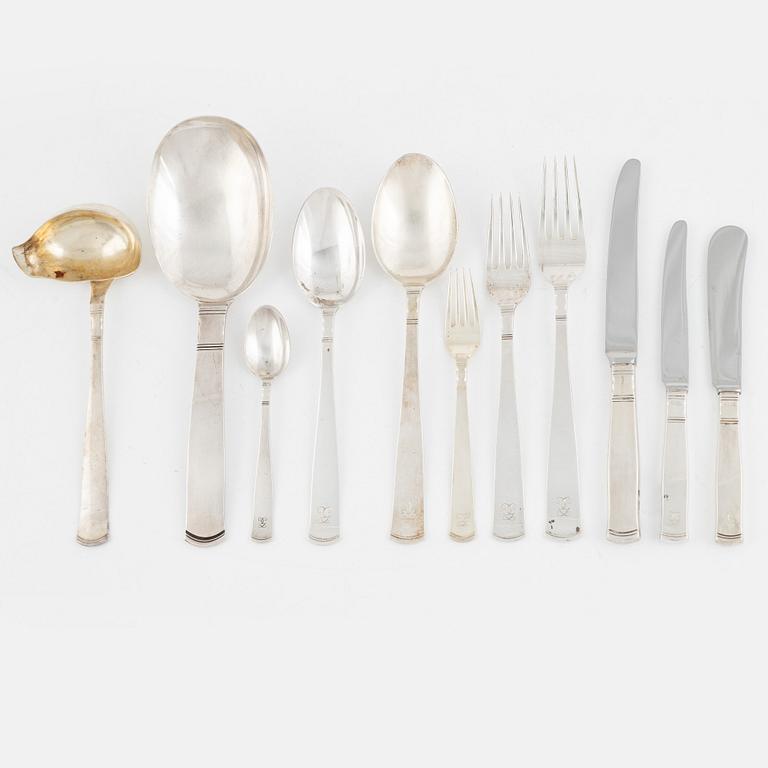 Jacob Ängman, an 88-piece silver flat wear set, "Rosenholm", GAB, Sweden, 1936-1984.