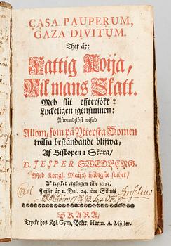 BOK, "Thet är Fattig Koija, Rik mans Skatt..." av Jesper Swedberg, Skara 1723.