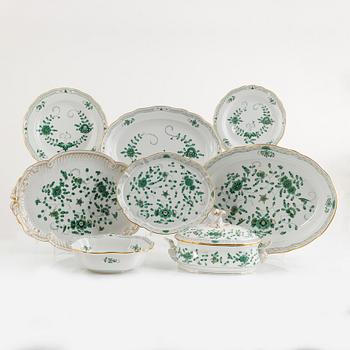 A 30-piece porcelain dinner service, "Indische Malerai Grün", Meissen, Germany.