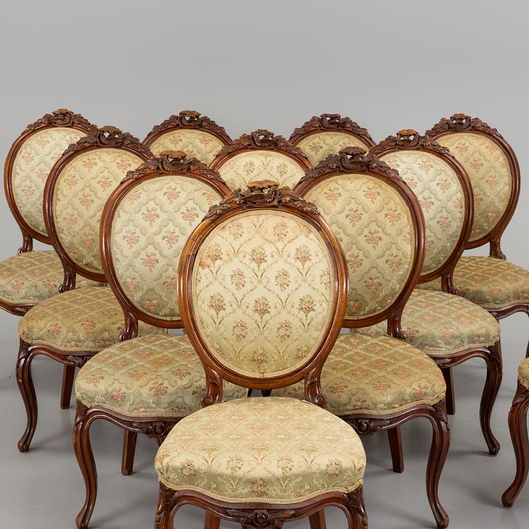 A set of eleven Neo Rococo chairs, secons half of the 19th century.