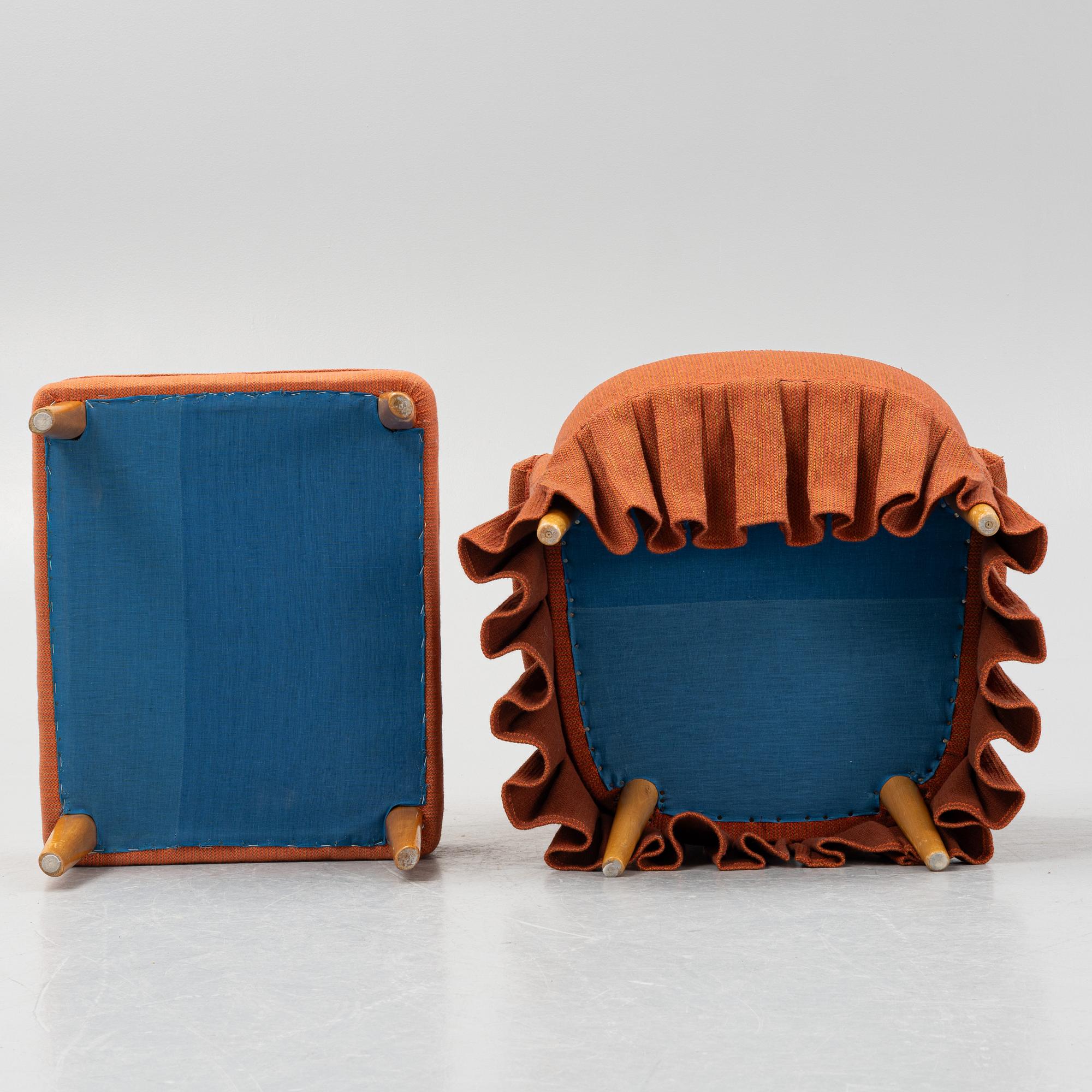 Carl Malmsten, a "Husmor" armchair with a "Farmor" ottoman, Sweden.