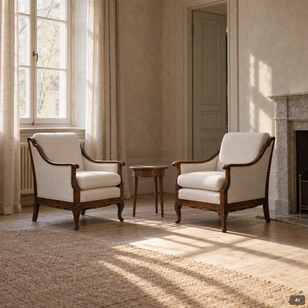 Armchairs, a pair, 1930s/40s.