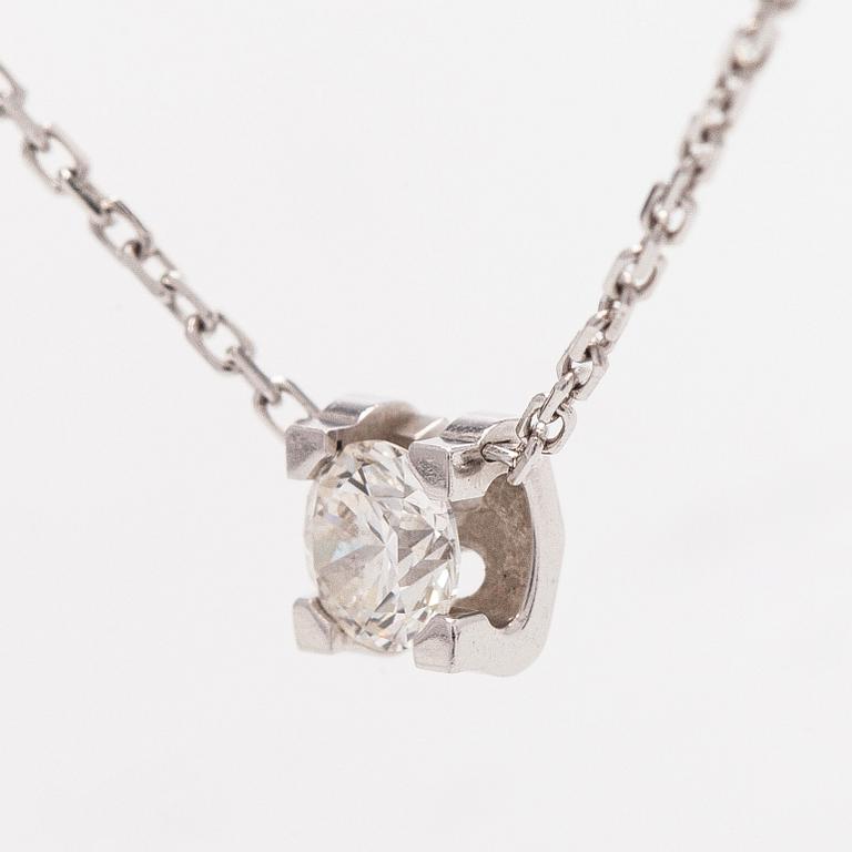 Cartier, an 18K white gold 'C de Cartier' necklace with a brilliant-cut diamond.