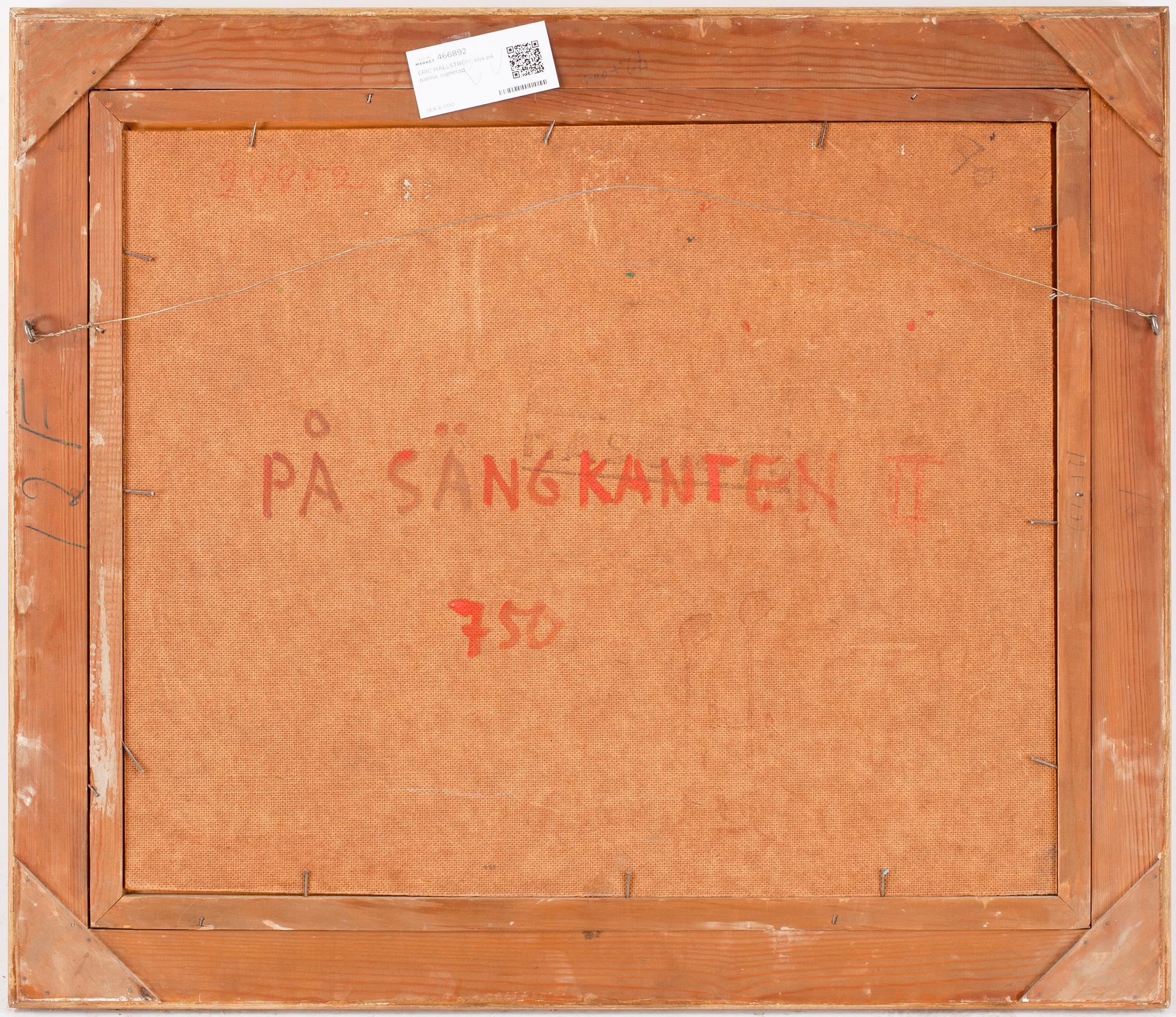 ERIC HALLSTRÖM, olja på pannå, signerad.