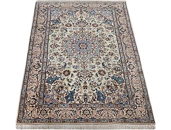 A part silk Nain rug, 9LA, c. 204 x 125 cm.