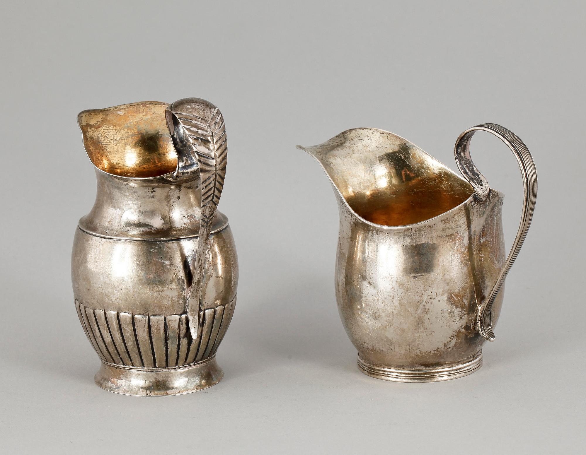 GRÄDDKANNOR, 2 st, silver, empire, bla Johan Fredrik Masman, Stockholm 1815. Totalvikt ca 180 gram.