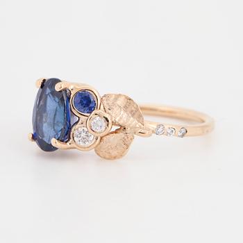 Sapphire and brilliant-cut diamond ring.