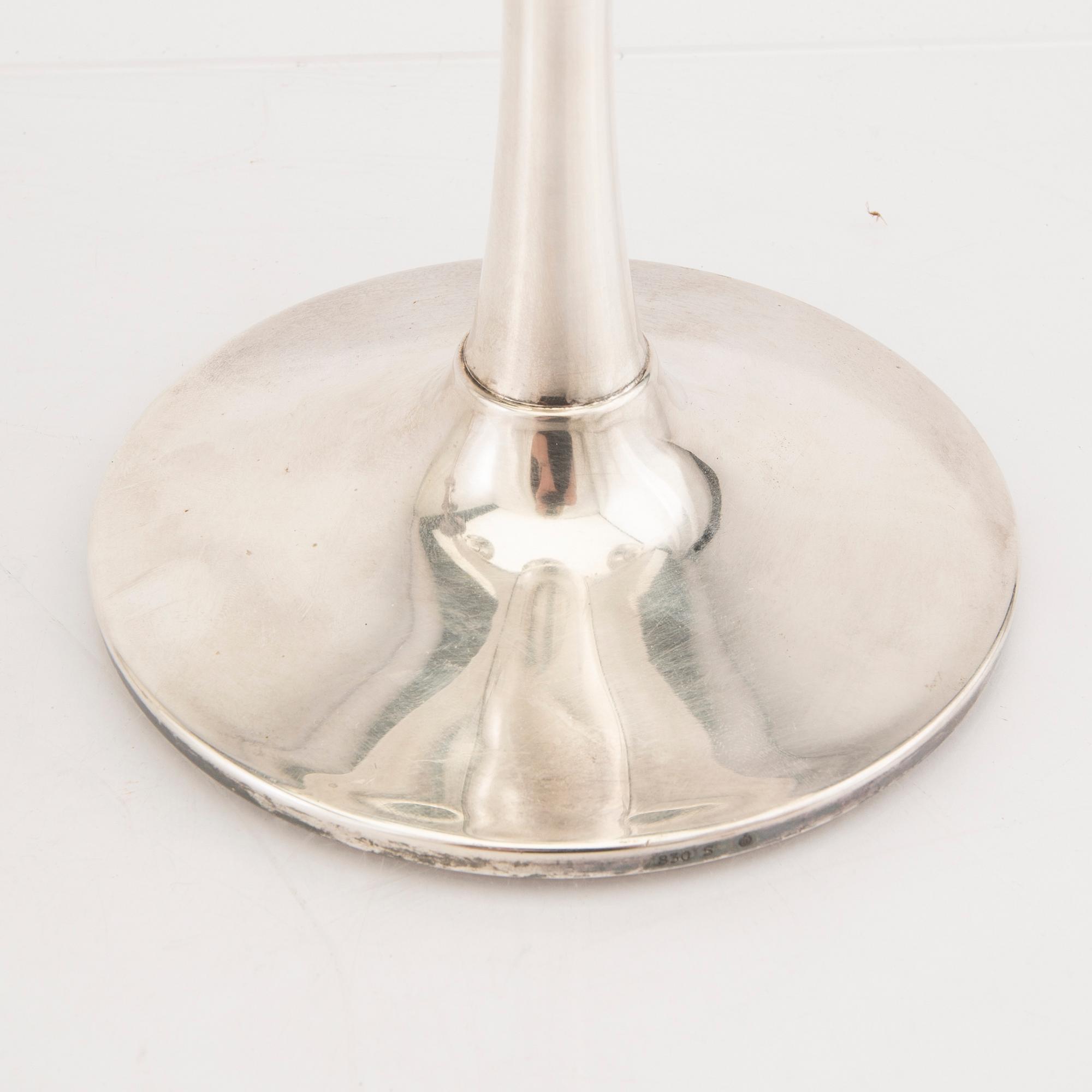 A 20th century Norwegian pair of silver candelabras mark of Karl Jörgen Otteren  weight 1428 grams.
