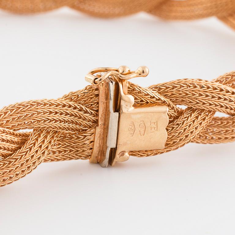 HALSBAND, flätat guld, Italien.