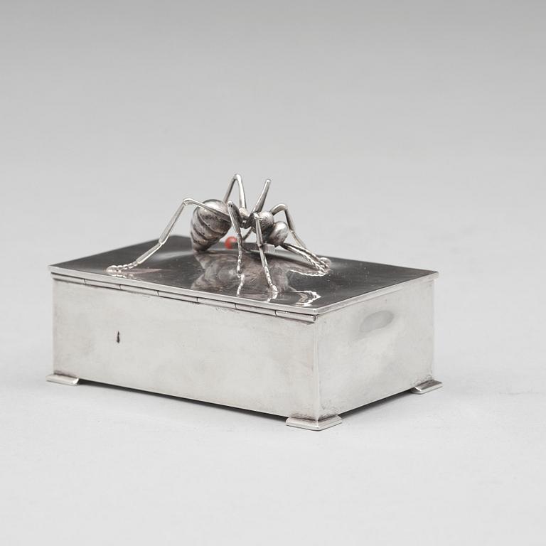 Kay Bojesen, A Kay Boyesen 830/1000 silver matchbox case, Copenhagen, Swedish import marks 1918.