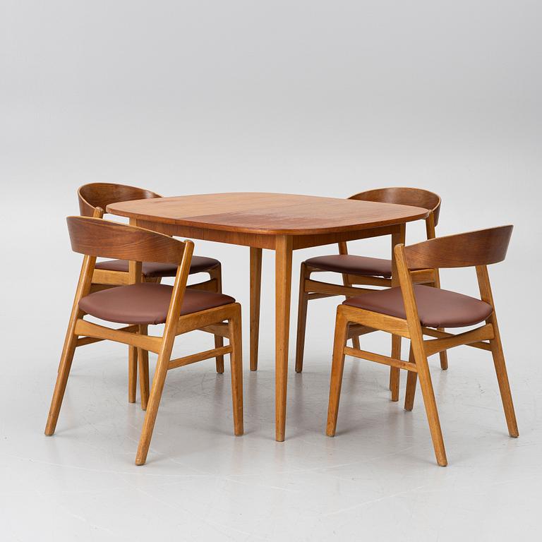 Dining table with four chairs, 1950s/60s.