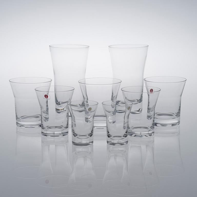 ALVAR & AINO AALTO, drinking glasses, 9 pcs, model 2043, Iiittala. In production 1987-1992.