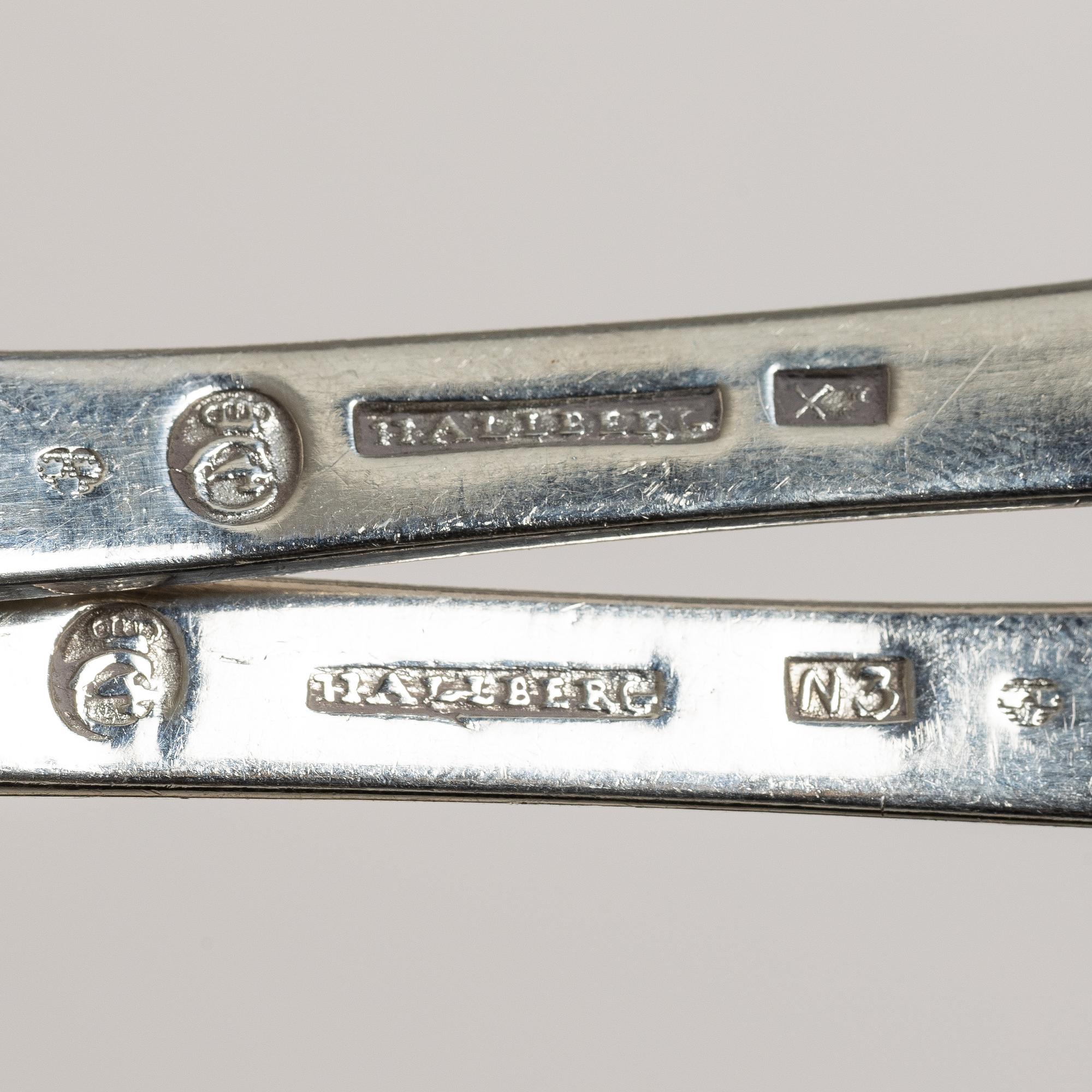 Nine Swedish silver spoons, early 19th century.