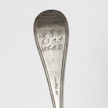Skedar, 9, silver, Sverige, bl.a. Lorenz Georg Weis, Norrköping 1803.