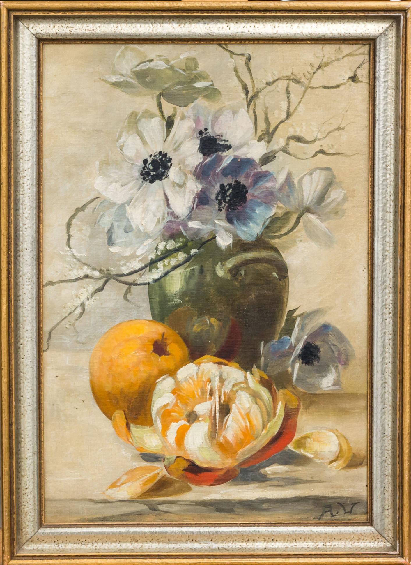 AGNES WIESLANDER, olja på pannå. Monogramsignerad.