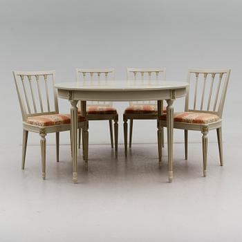 MATGRUPP, 5 delar, gustaviansk stil, 1900-talets andra hälft.