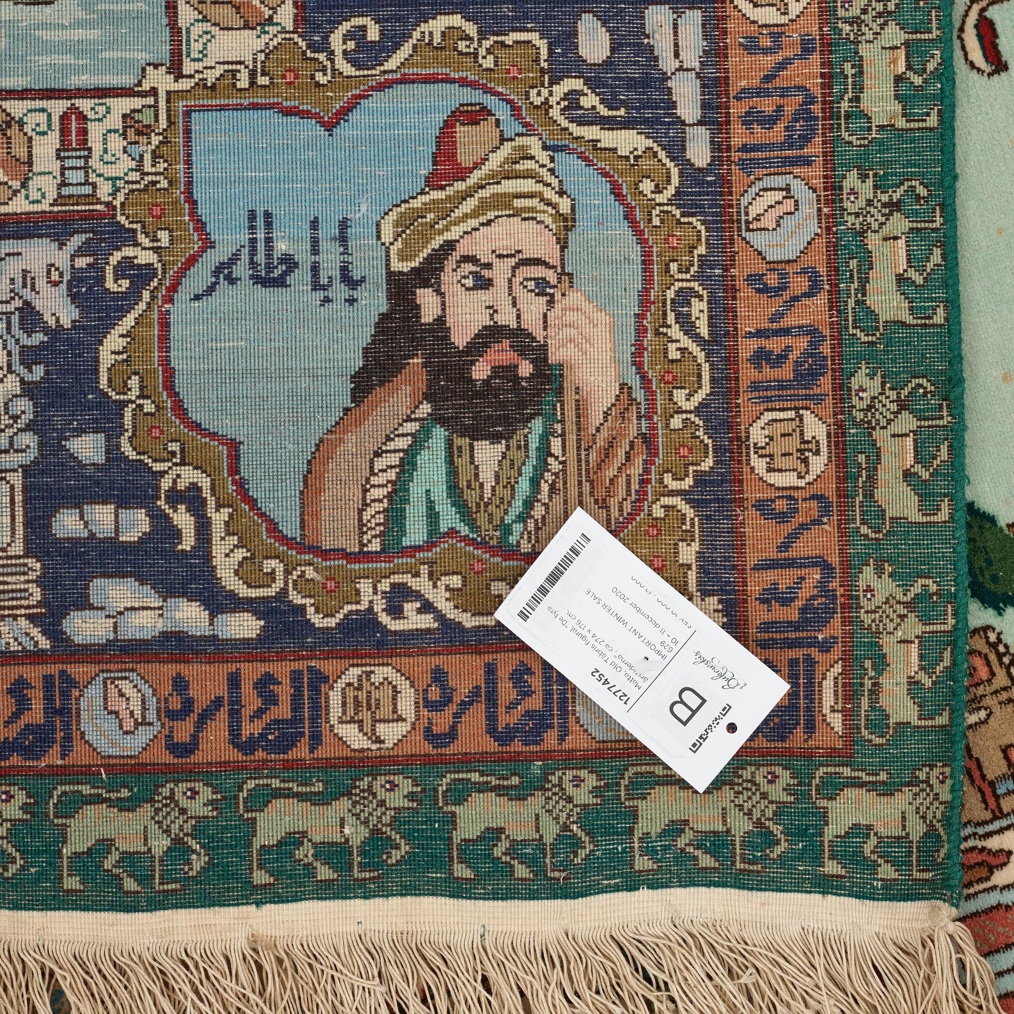 Matto, Old Tabriz figural, "The four seasons", ca 274 x 176 cm.
