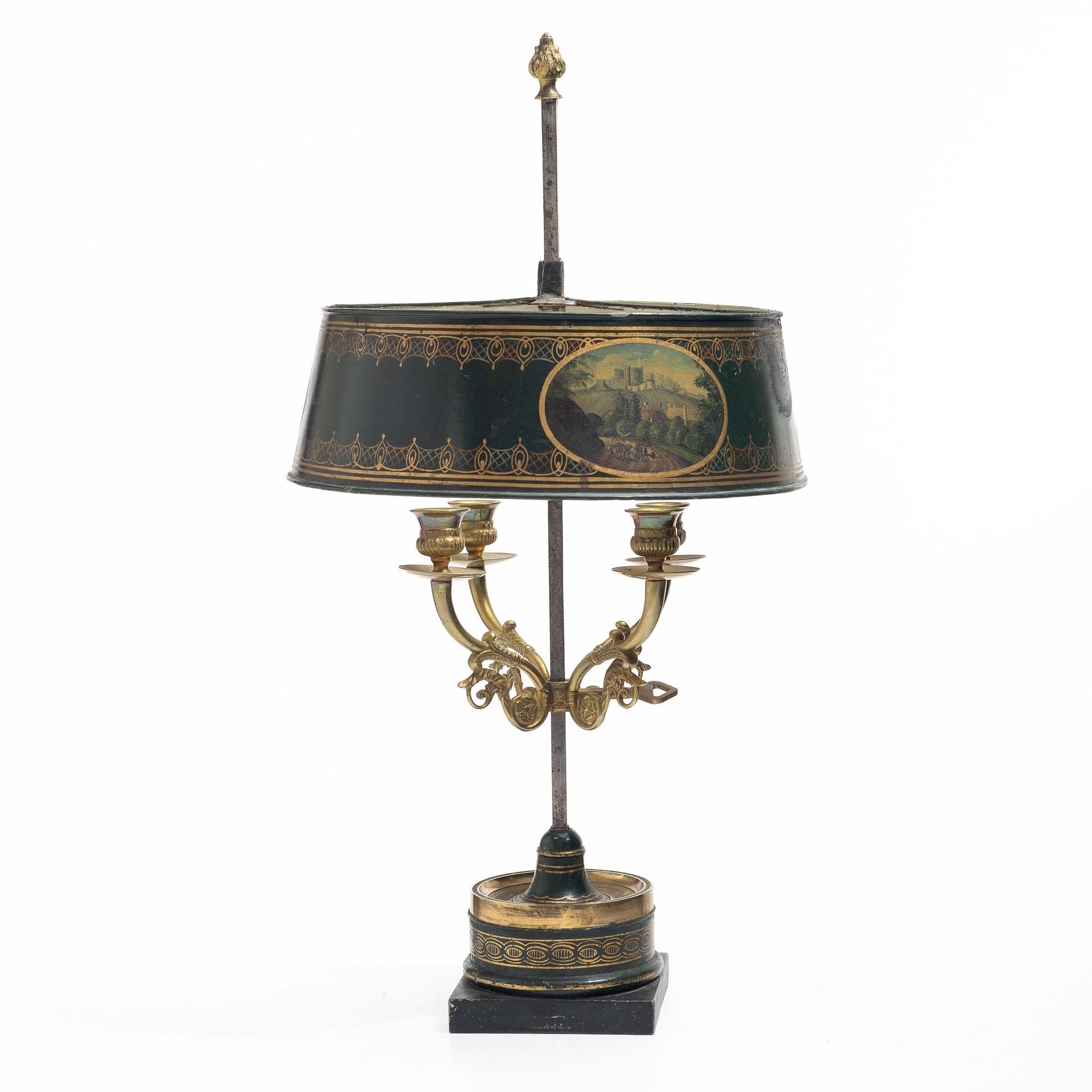 Bordslampa, sk bouillottelampa, 1800-tal.