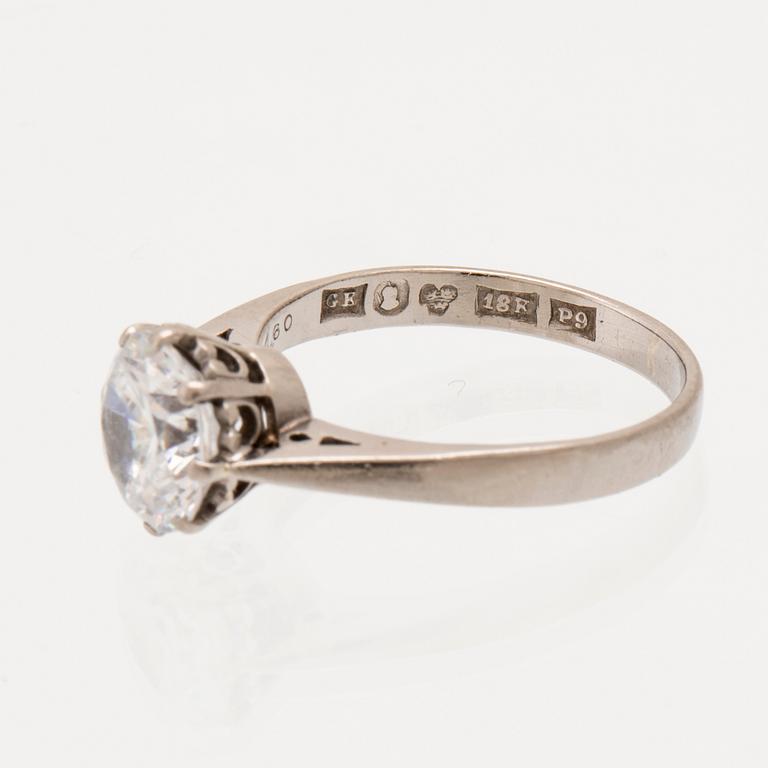 Diamant samt ring 18K vitguld med syntetisk sten G Kaplan Stockholm 1965.