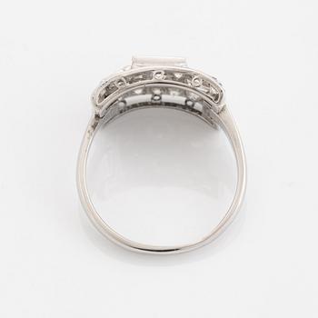 Brilliant-cut, old-cut brilliant and step-cut diamond ring.