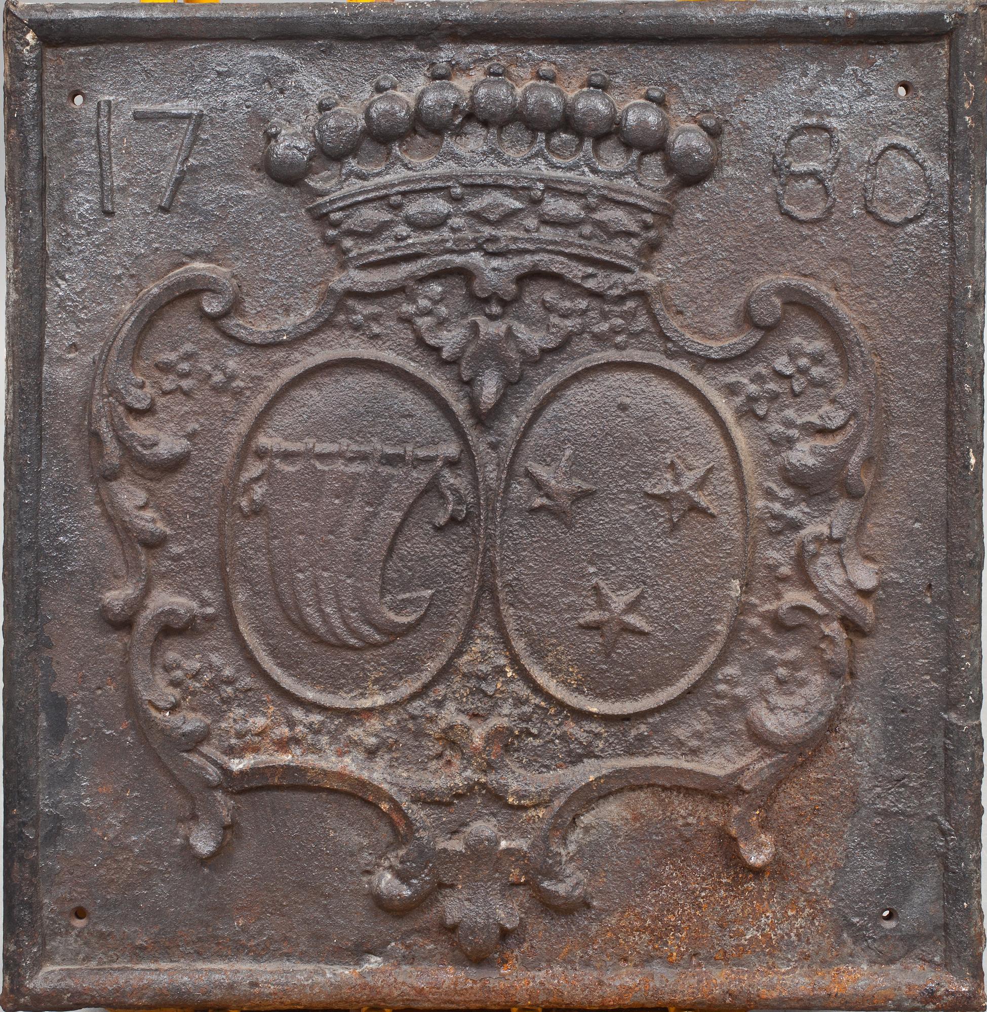 SÄTTUNGSPLATTA, järn, Frankrike, daterad 1780.