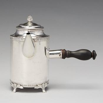 A Swedish 18th century silver coffee-pot, mark of Johan Abraham Hallard, Stockholm 1788.