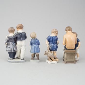 BING & GRØNDAHL & ROYAL COPENHAGEN, four porcelain figurines, late 20 th century.