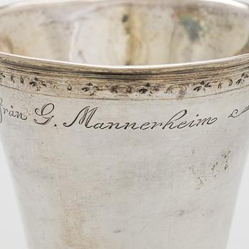 A mid-18th-century silver beaker, maker's mark of Johan Andersson Starin, Stockholm 1746.