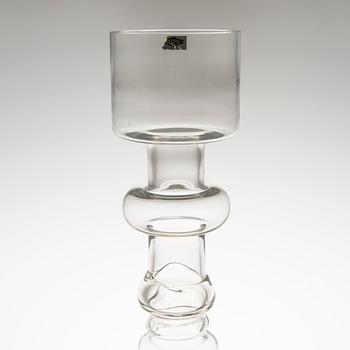 OIVA TOIKKA, A 'Lighthouse' glass vase/candlestick, signed Nuutajärvi Notsjö.