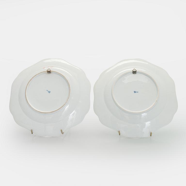 Meissen, four porcelain plates, 19th–20th century.