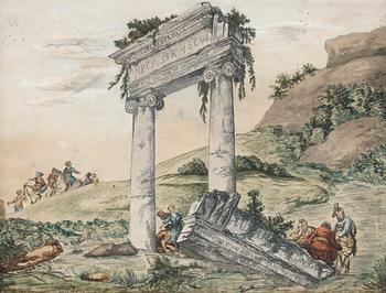 Otto Wilhelm Lönngren, Ruinlandskap med figurstaffage.