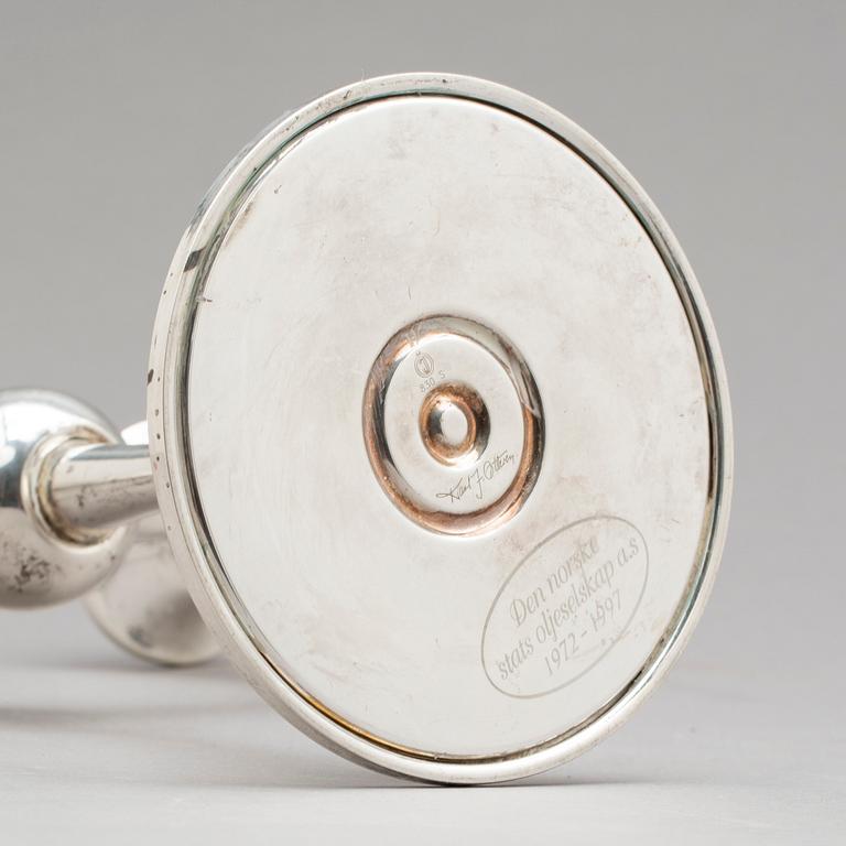 KANDELABER, silver, Karl J Ottesen, Norge, 1900-tal. 830/1000. Ca 700g.