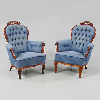 FÅTÖLJER, ett par, nyrokoko, 1800-talets andra hälft.