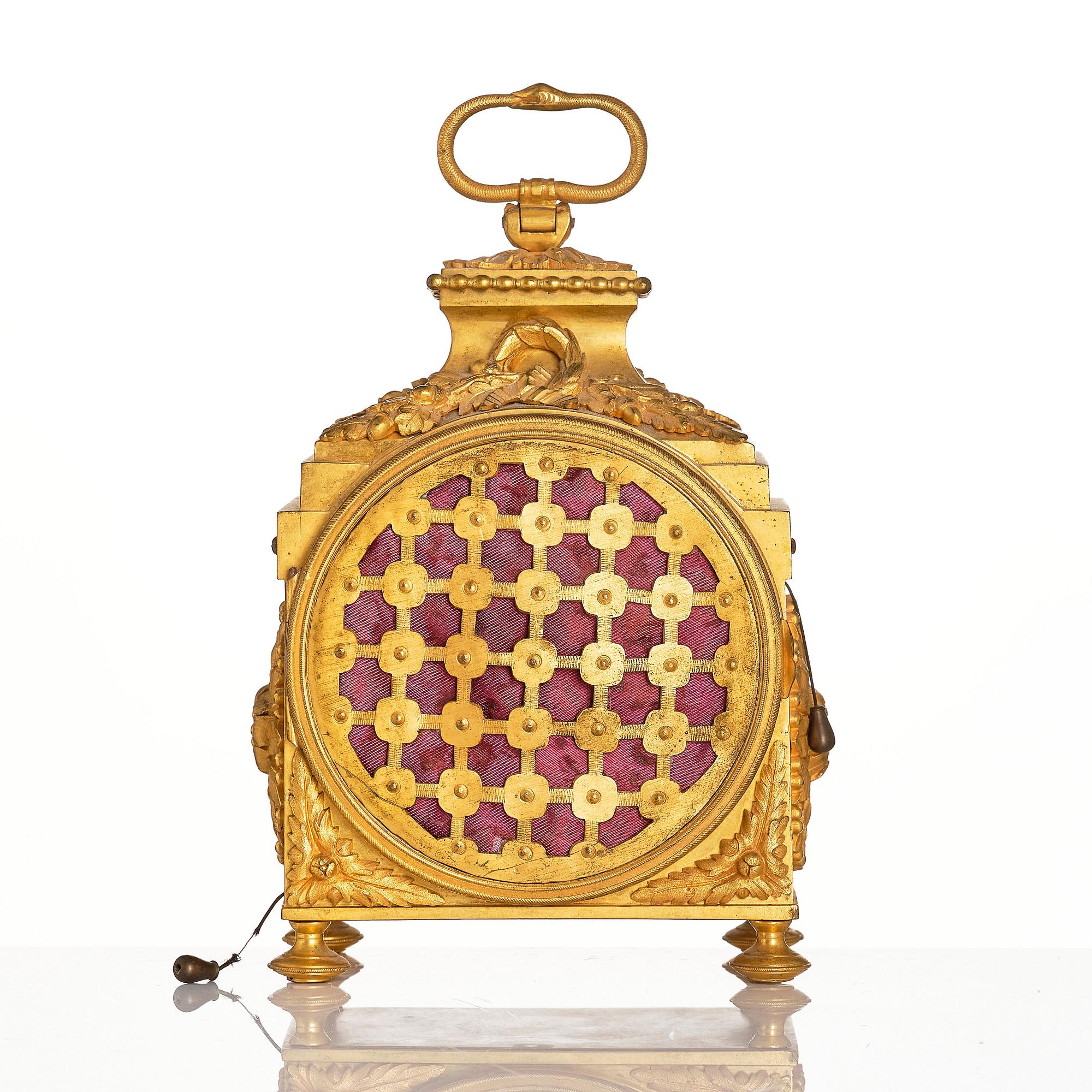 A Swiss ormolu 'pendule d'officer' with alarm by  Robert & Courvoisier (Chaux-de-Fonds, active 1781-1811).