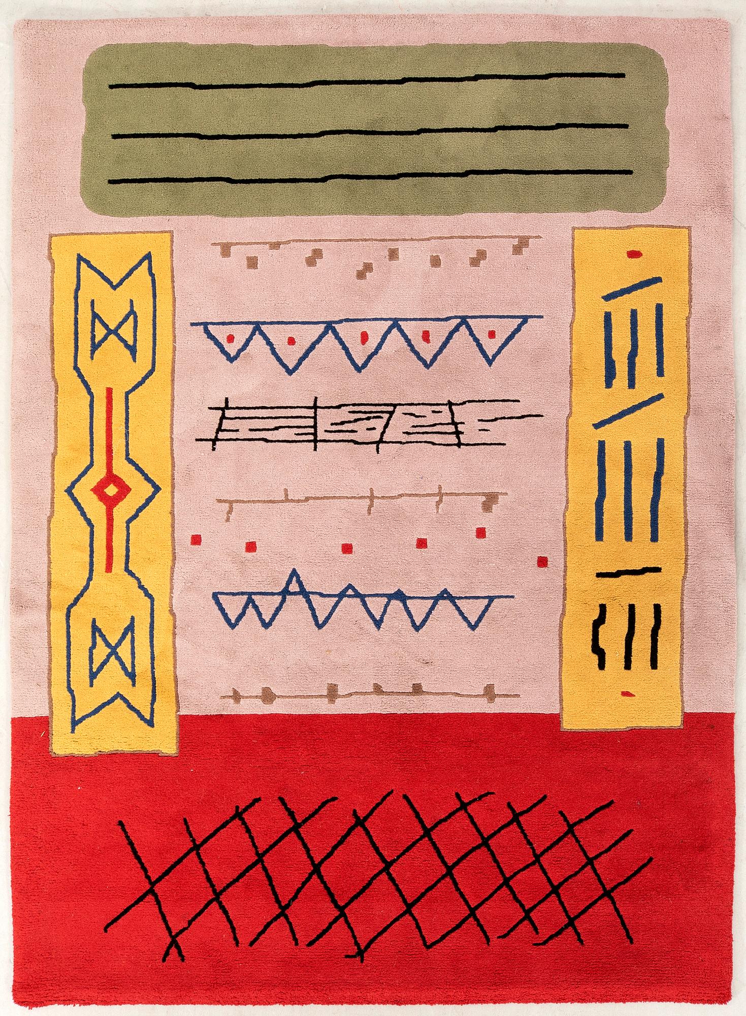 Javier Mariscal, matta handtuftad, daterad 1983, ca 242x172 cm.