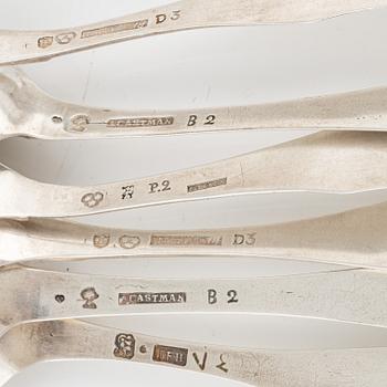 Matskedar, 6 st, silver, Sverige 1700-1800-tal.