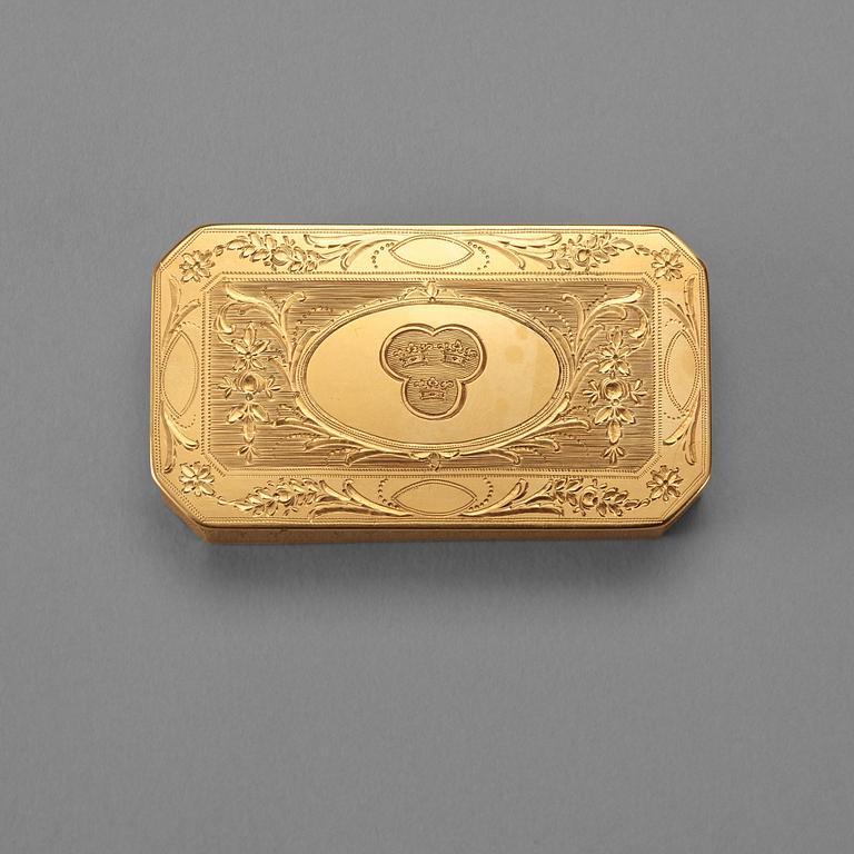 A Swedish early 19th century gold snuff-box, marks of Nils Carlén, Stockholm 1809.