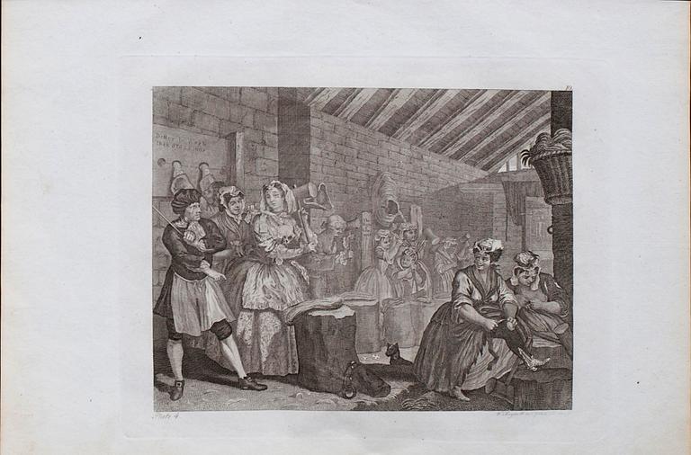 WILLIAM HOGARTH,after, six, copper plate engraving by Ernst Riepenhausen, ca 1840.