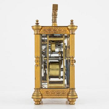 A brass carriage clock, 20th Century.