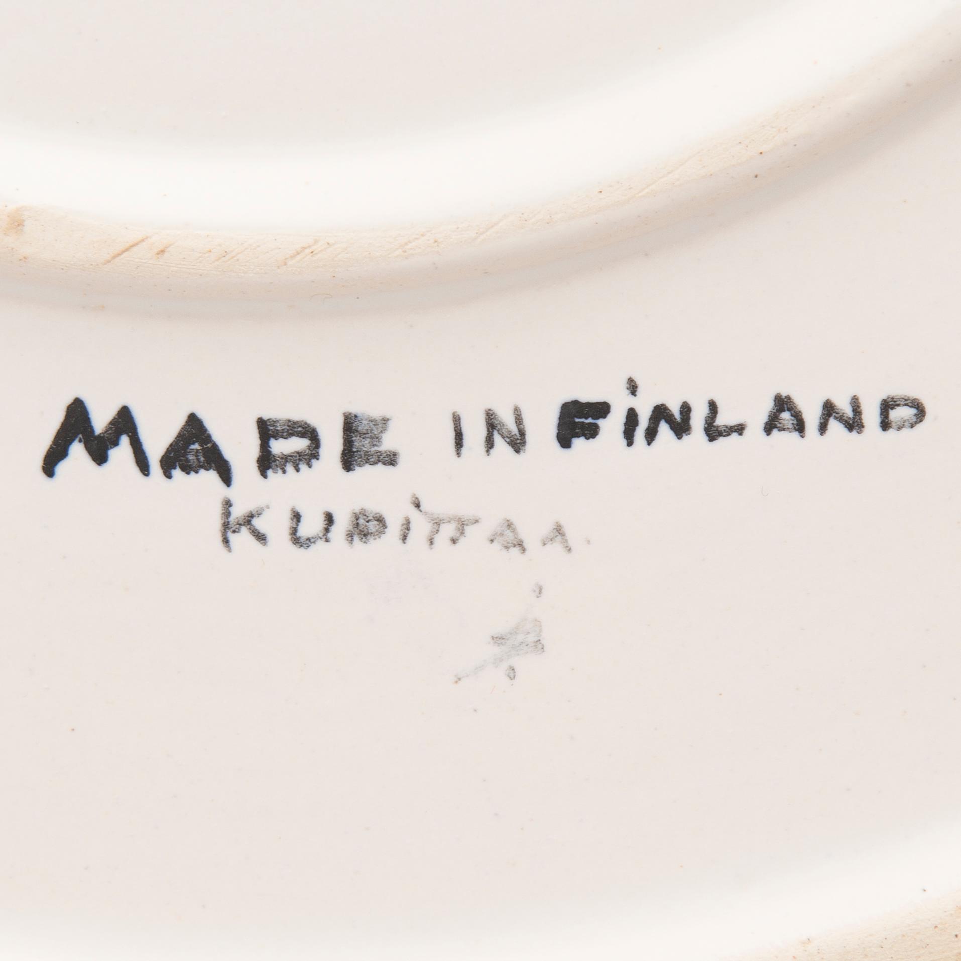 LAILA ZINK, DEKORATIONSFAT, keramik, monogramsignerad a tergo, Kupittaa Finland 1960-tal.