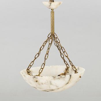 A ALABASTER JUGEND CEILING LAMP.