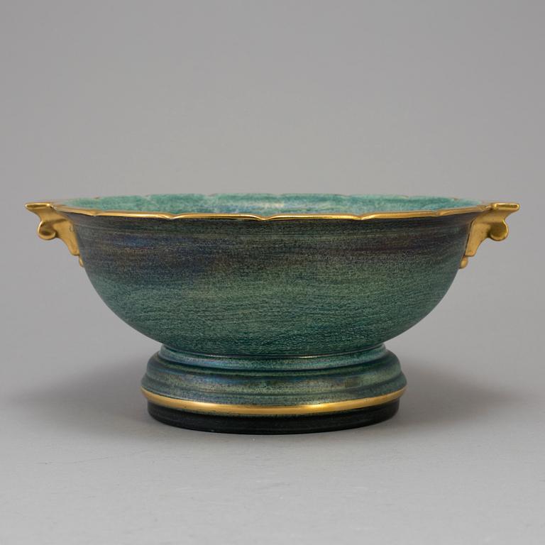 JOSEF EKBERG, skål på fot, flintgods, Gustavsberg, 1920-/30-tal.