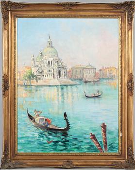 OKÄND KONSTNÄR, olja på duk, signerad Pino, omkring 1900-talets mitt.