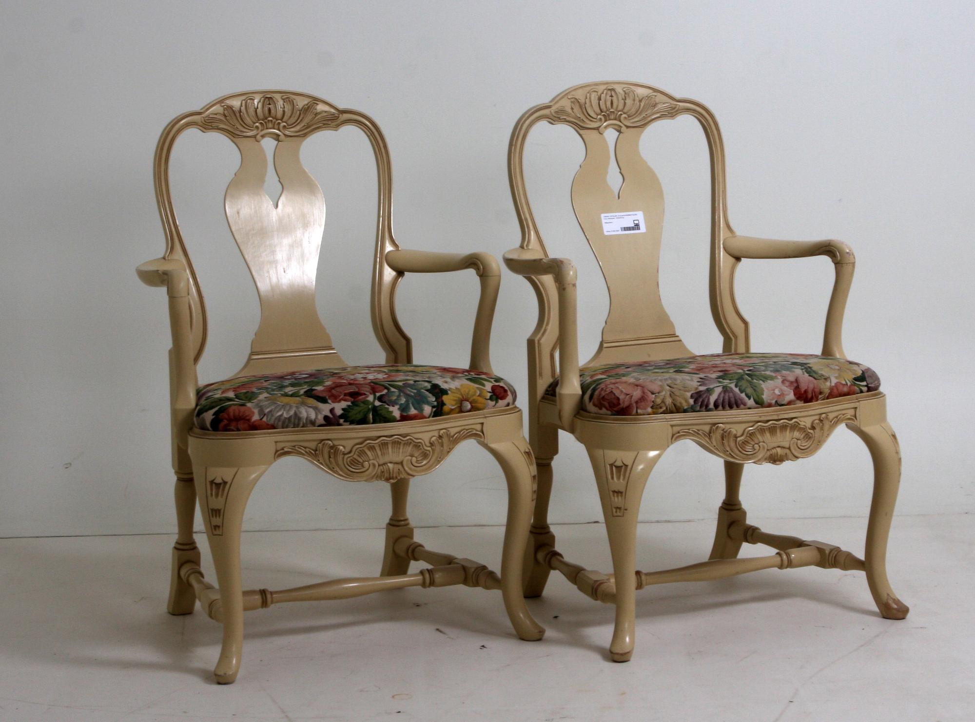 STOLAR, 6 st samt KARMSTOLAR, 2 st, rokokostil, 1930/40-tal.