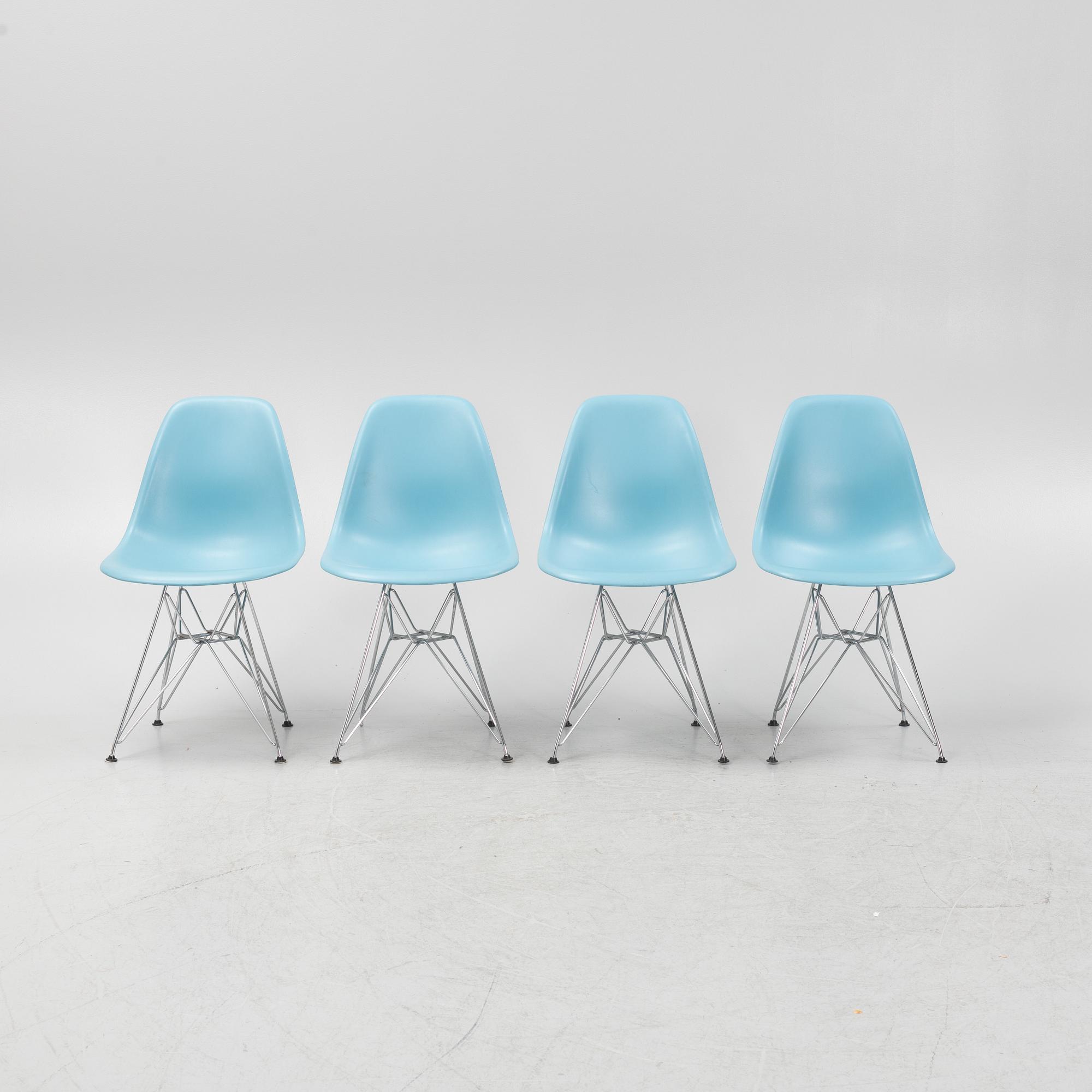Charles & Ray Eames, four 'Plastic Chairs DSR', Vitra.