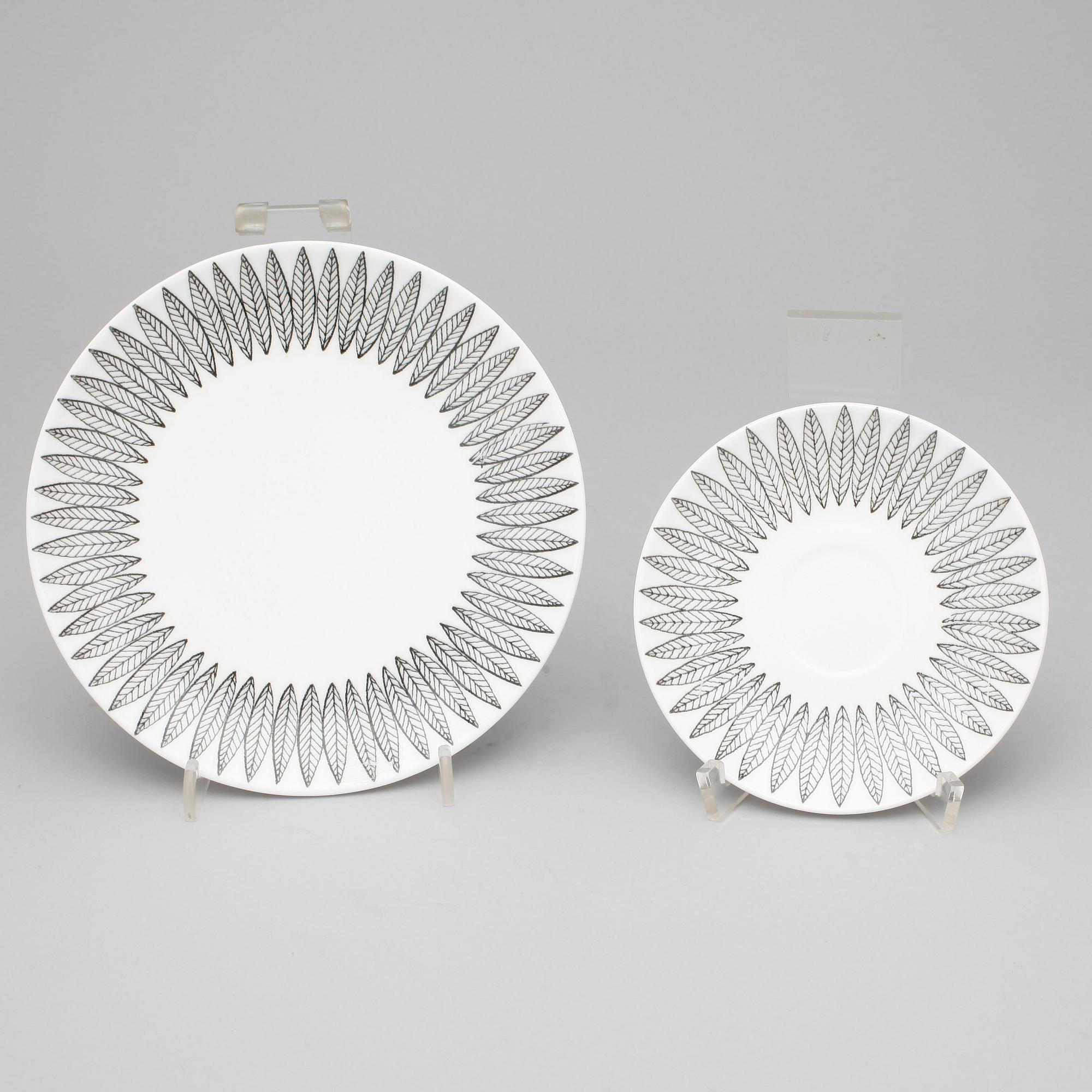 KAFFESERVIS, 12 delar, benporslin, "Salix", Stig Lindberg, Gustavsberg.