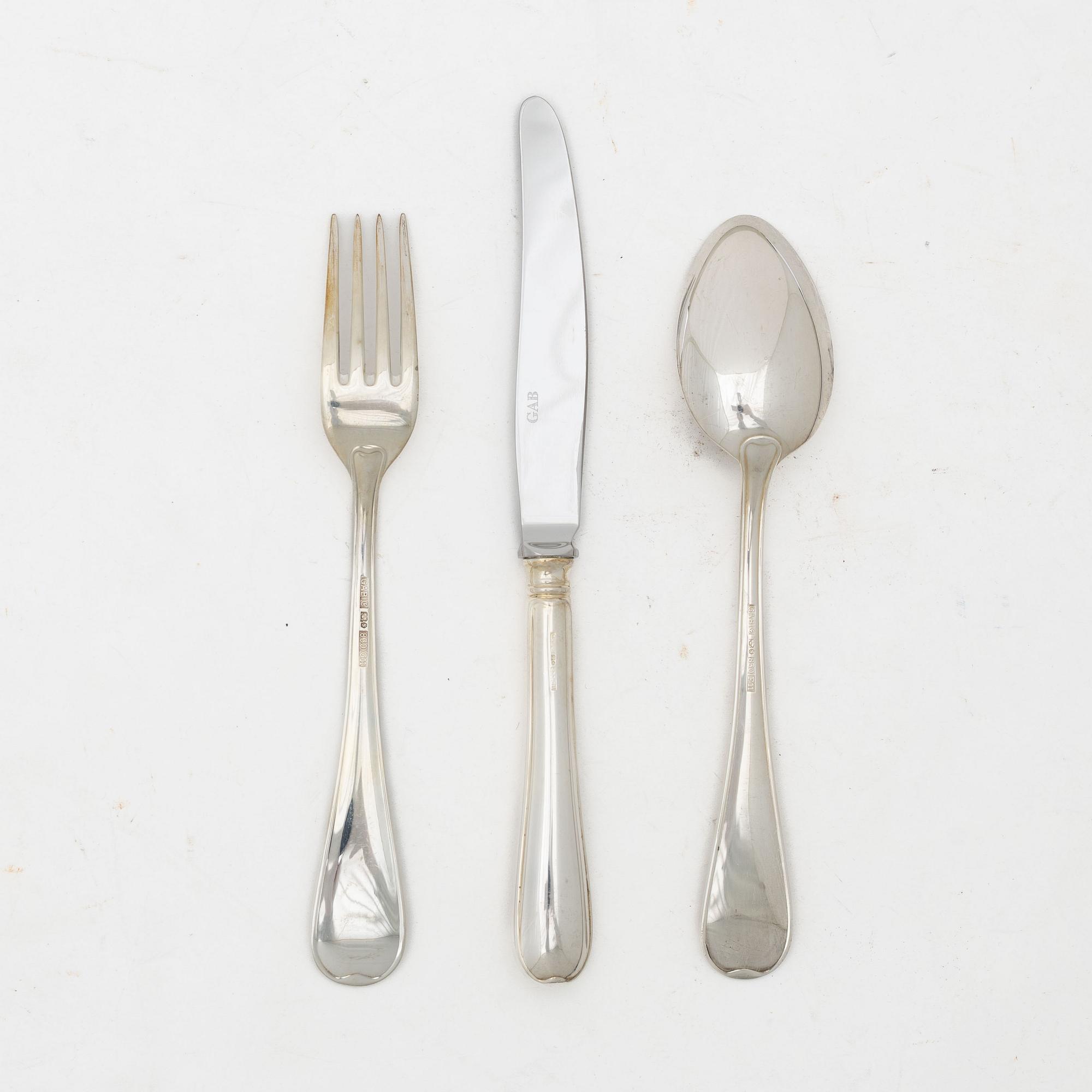 Bestickservis, 24 delar, silver, modell "Svensk rund", GAB, Eskilstuna, 2003-2005.