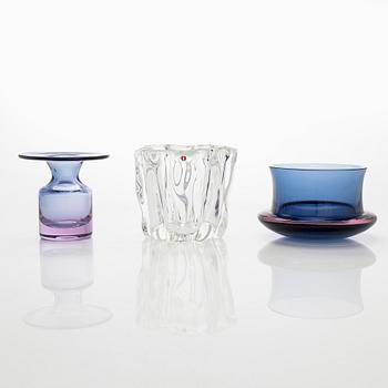 Tapio Wirkkala, konstglas, 3 st, signerade.