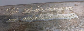 JARDINIERE, glas och nysilver.