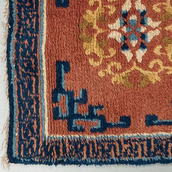 MEDITATIONS RUGS, 2 PIECES. Antique Ningxia. 122,5 x 62,5 and 302,5 x 62,5 cm. China late Qing dynasty.